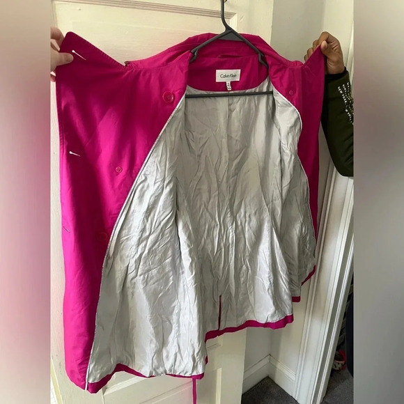 Calvin Klein hot pink utility trench coat with belt size 14 - Picture 11 of 13